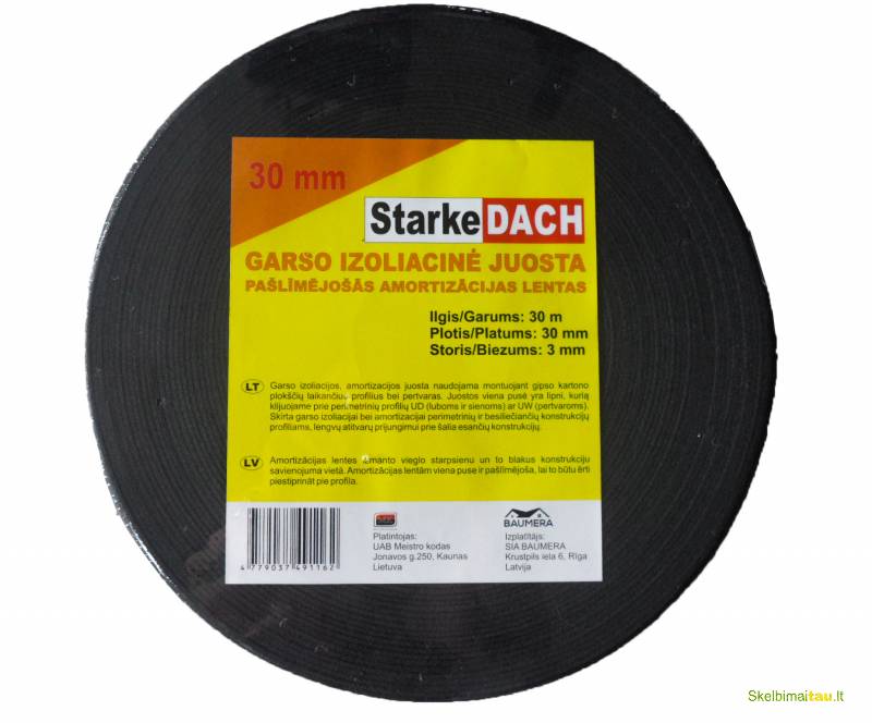 Garso izoliacinė juosta gipsiniams profiliams