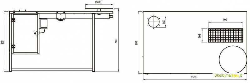 Suvirintojo stalas su dūmų ir dulkių nutraukimu