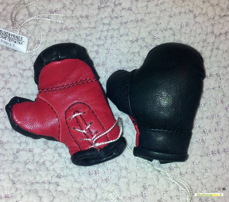 Mini bokso pirštinės ant veidrodėlio auto