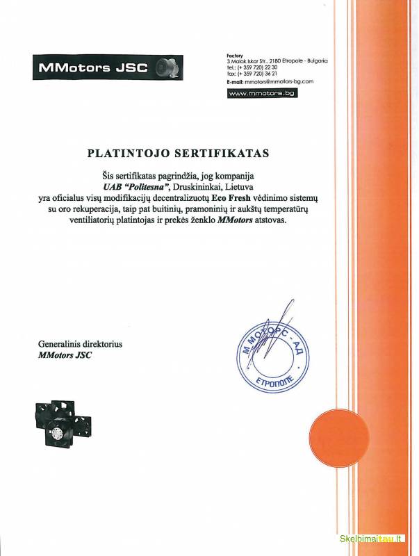 Mini rekuperatorius eco-fresh01 lux